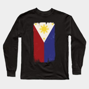 Philippines Flag Grunge Style Long Sleeve T-Shirt